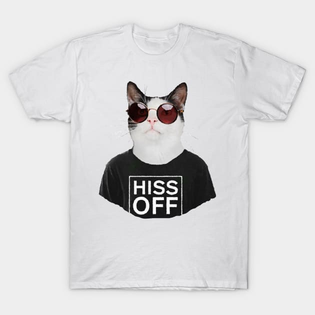 Punk Cat with round glasses T-Shirt by DarkMaskedCats